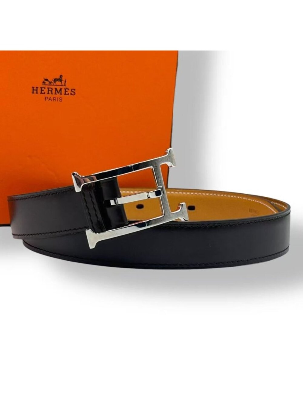 Hermes Belt Leather Reversible H Logo Brown
